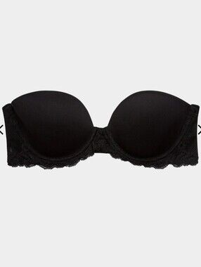 Natori Black Strapless Lace-Trim Bandeau Bra